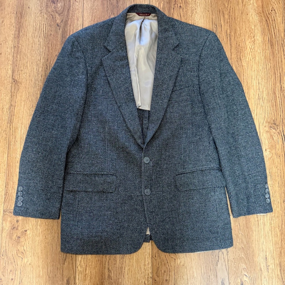 VTG Cricketeer‎ Pure 100% Wool Blazer Gray Check Mens Sport Coat 42R USA union